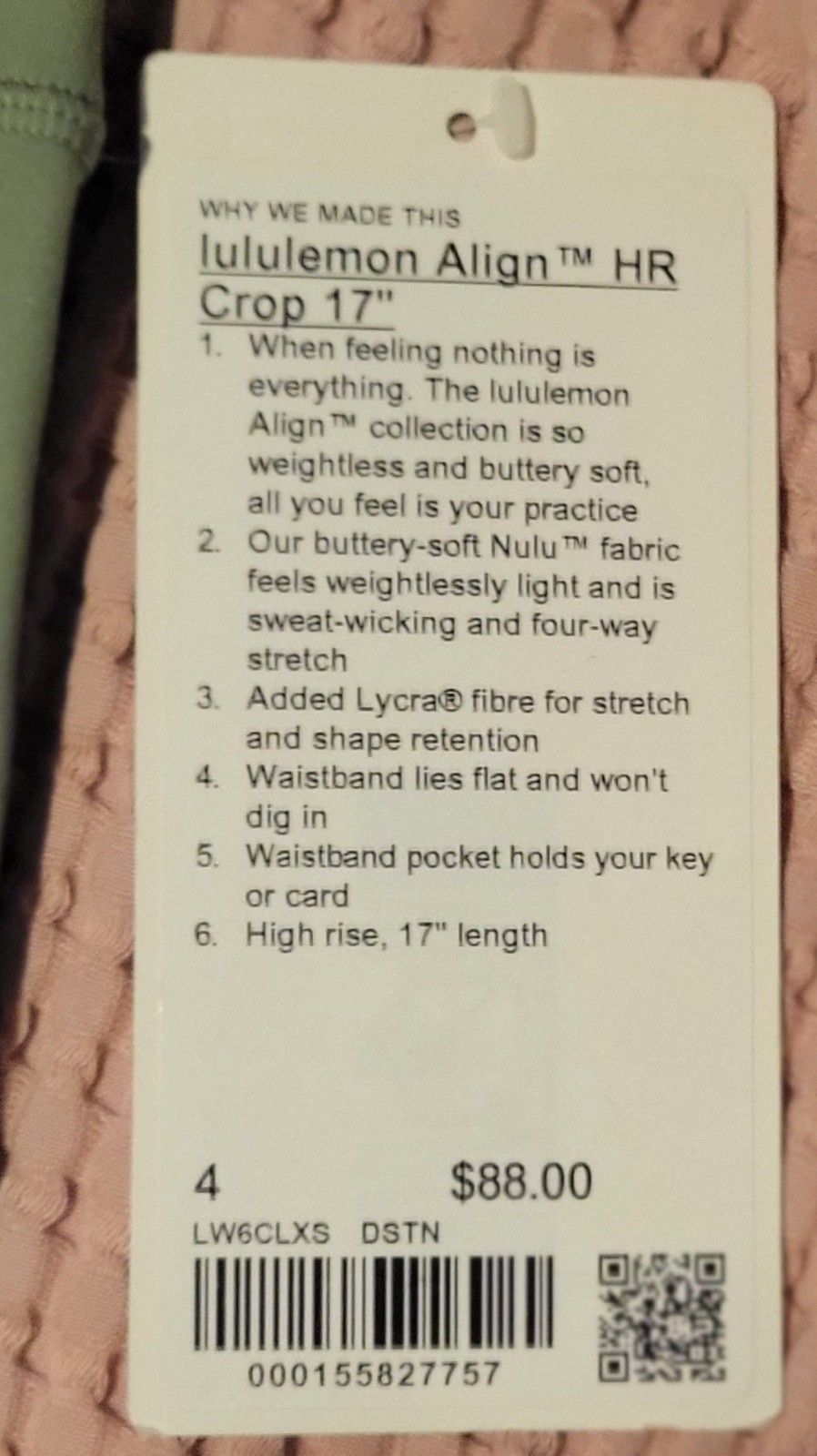 Gallery image 2 for Lululemon Align HR Crop Pant 17", Size 4