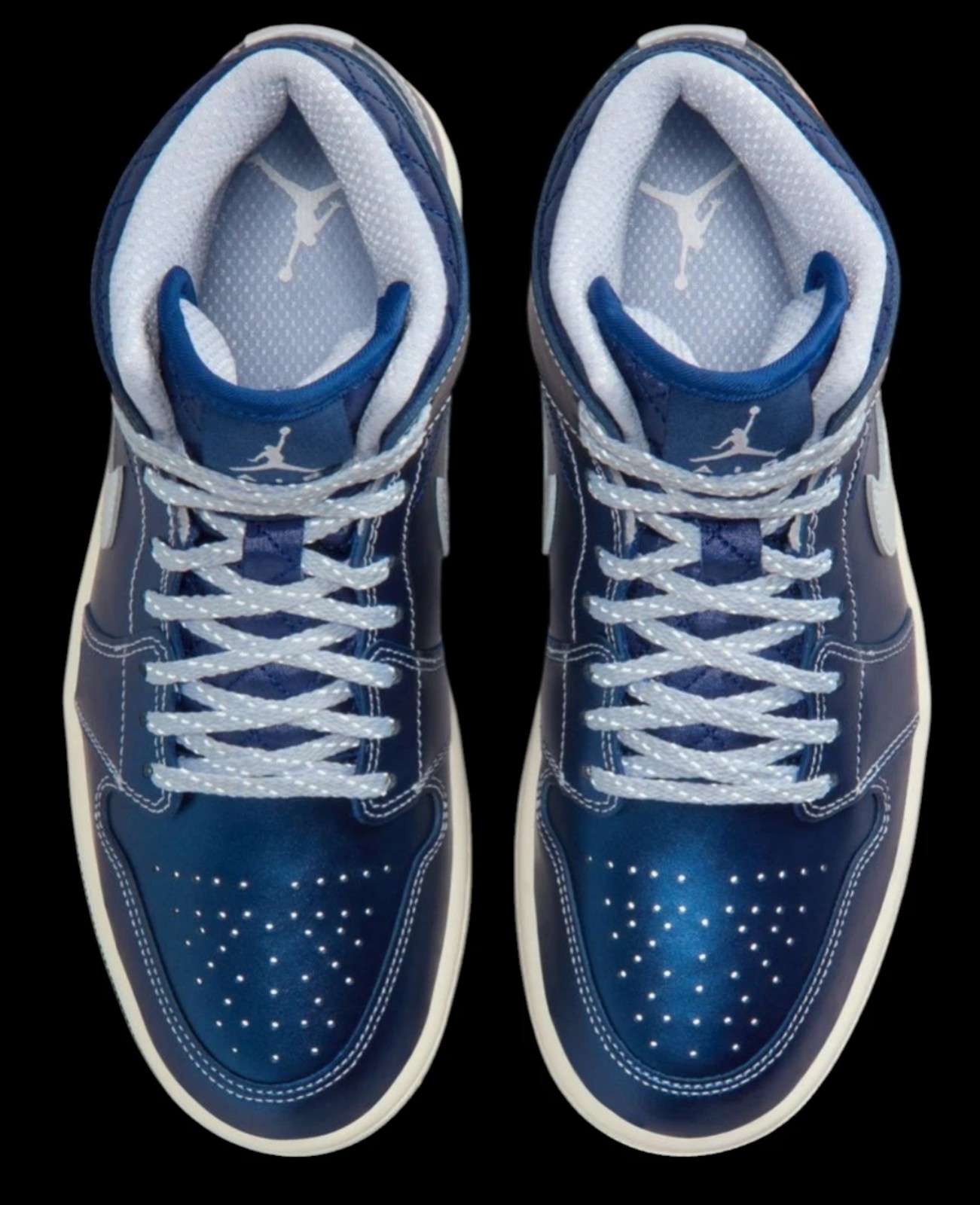 Gallery image 2 for Air Jordan 1 Mid SE Metallic Blue Quilted Basketball Shoes