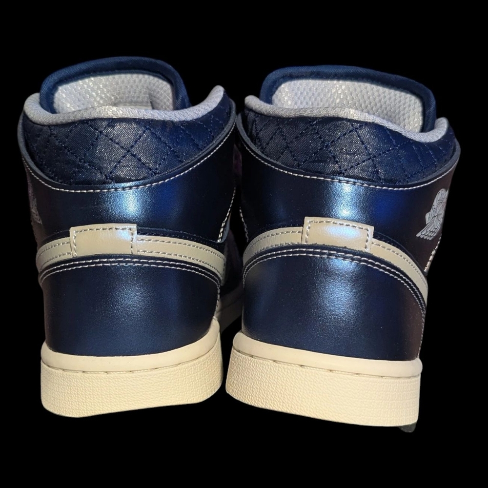 Gallery image 2 for Air Jordan 1 Mid SE Metallic Blue Quilted Sneakers