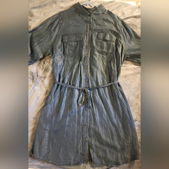 Ava & Viv Denim Shirtdress, 1X