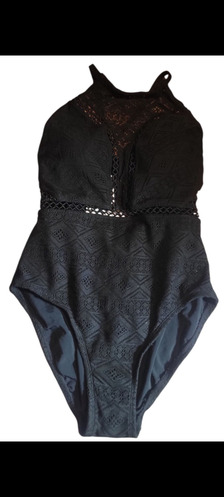 Gallery image 2 for Aqua Couture Crochet One Piece Swimsuit, Jrs Size Medium