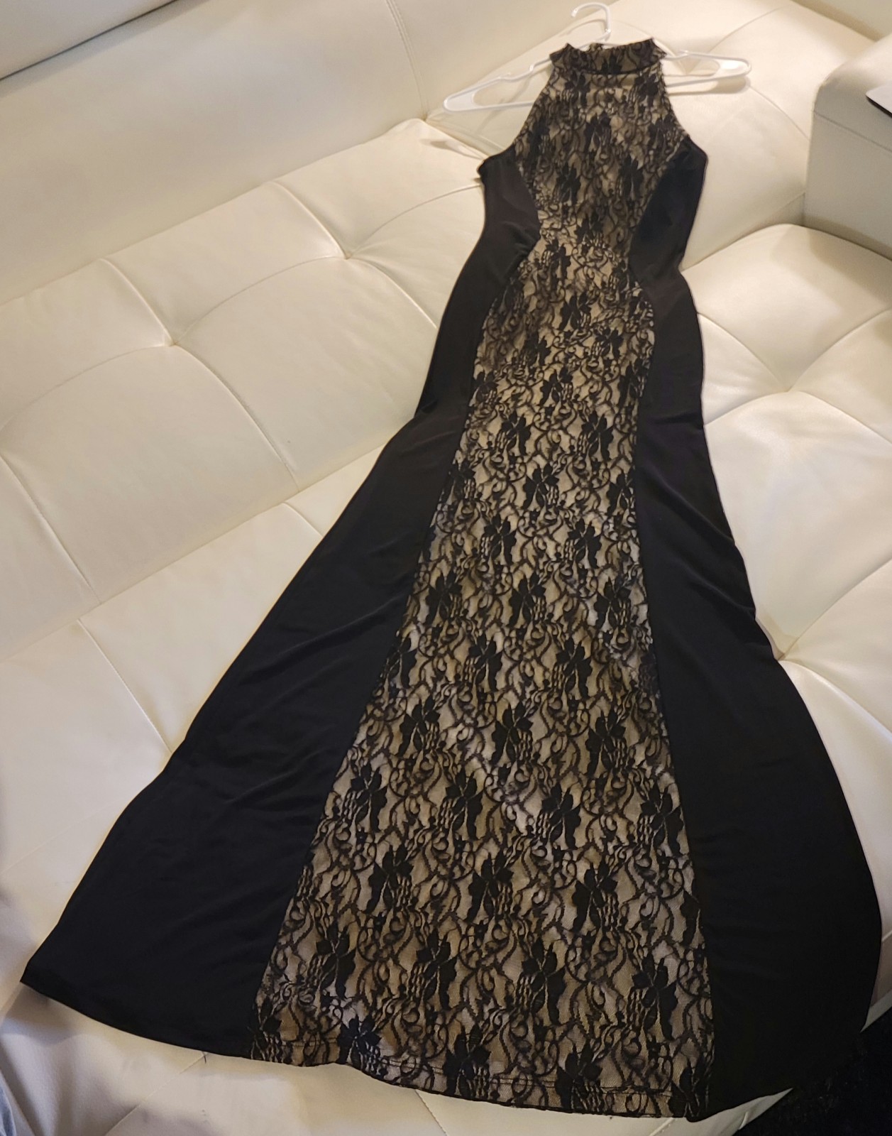 A'GACI Sleeveless Black Dress w/Lace Panel
