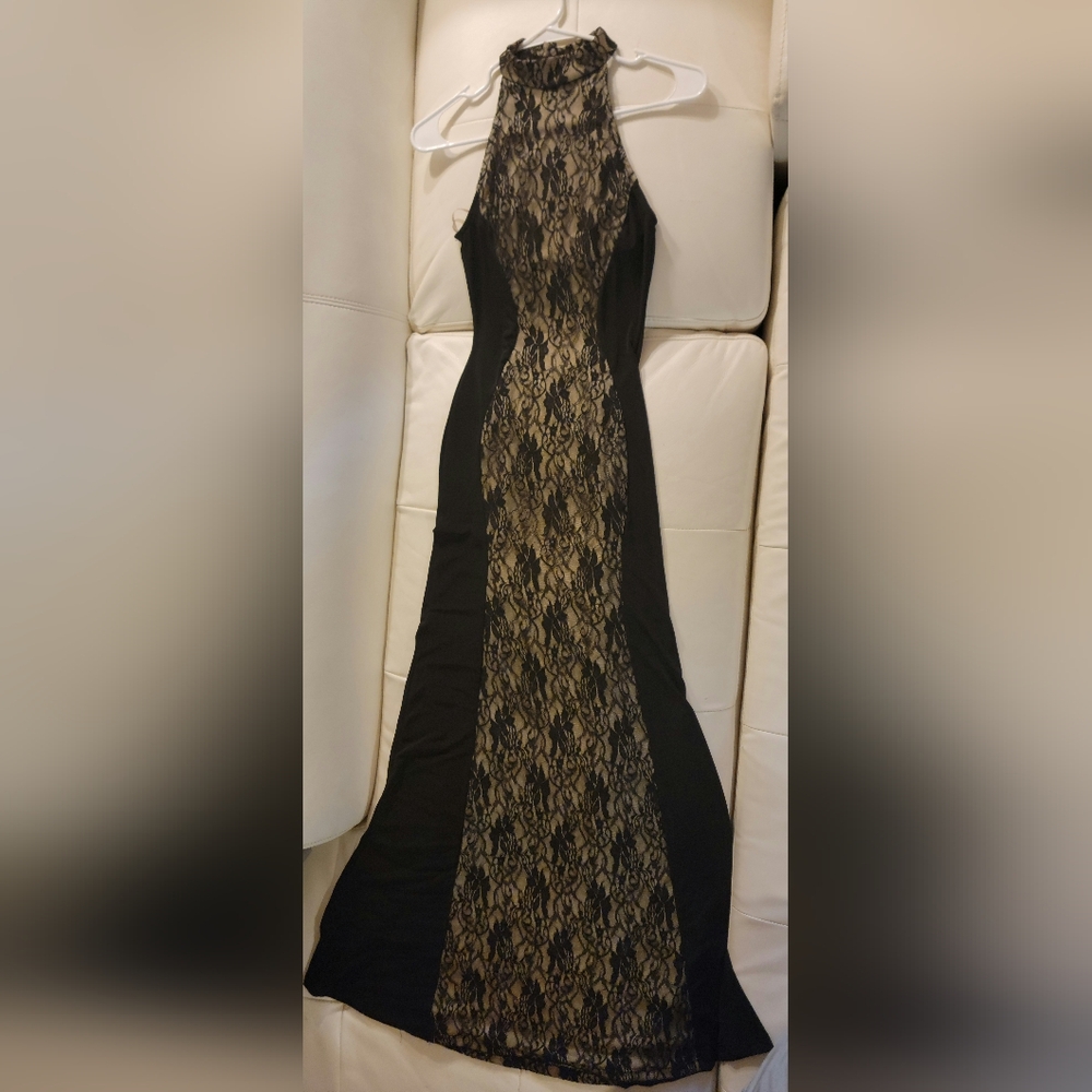 Gallery image 4 for A'GACI Black Dress w/Lace Panel