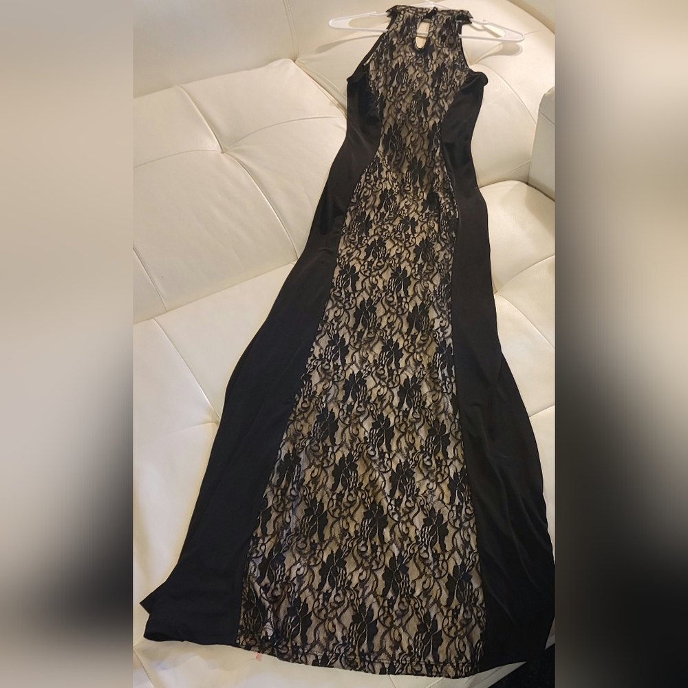 Gallery image 1 for A'GACI Black Dress w/Lace Panel