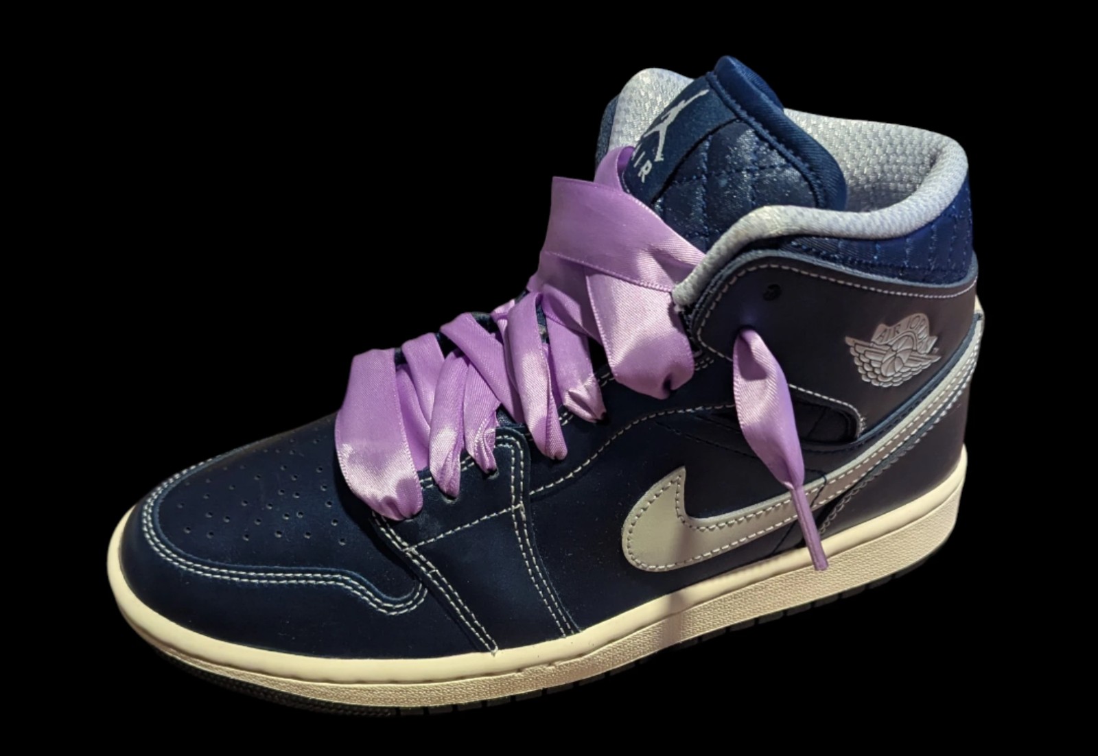 Gallery image 6 for Air Jordan 1 Mid SE Metallic Blue Quilted Basketball Shoes