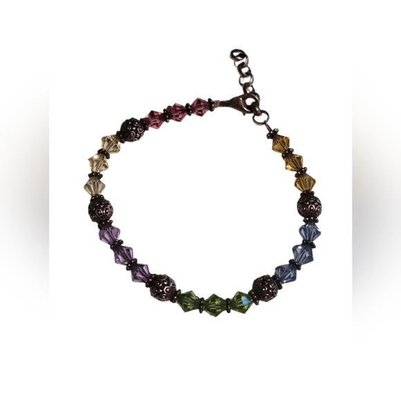 Glass Beads/925 Silver Bracelet