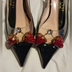 Gallery image 4 for Gucci Eleanor Strawberry Plexi Slingbacks, 36.5