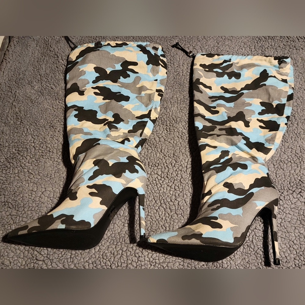 Gallery image 2 for Camouflage Stiletto Boots