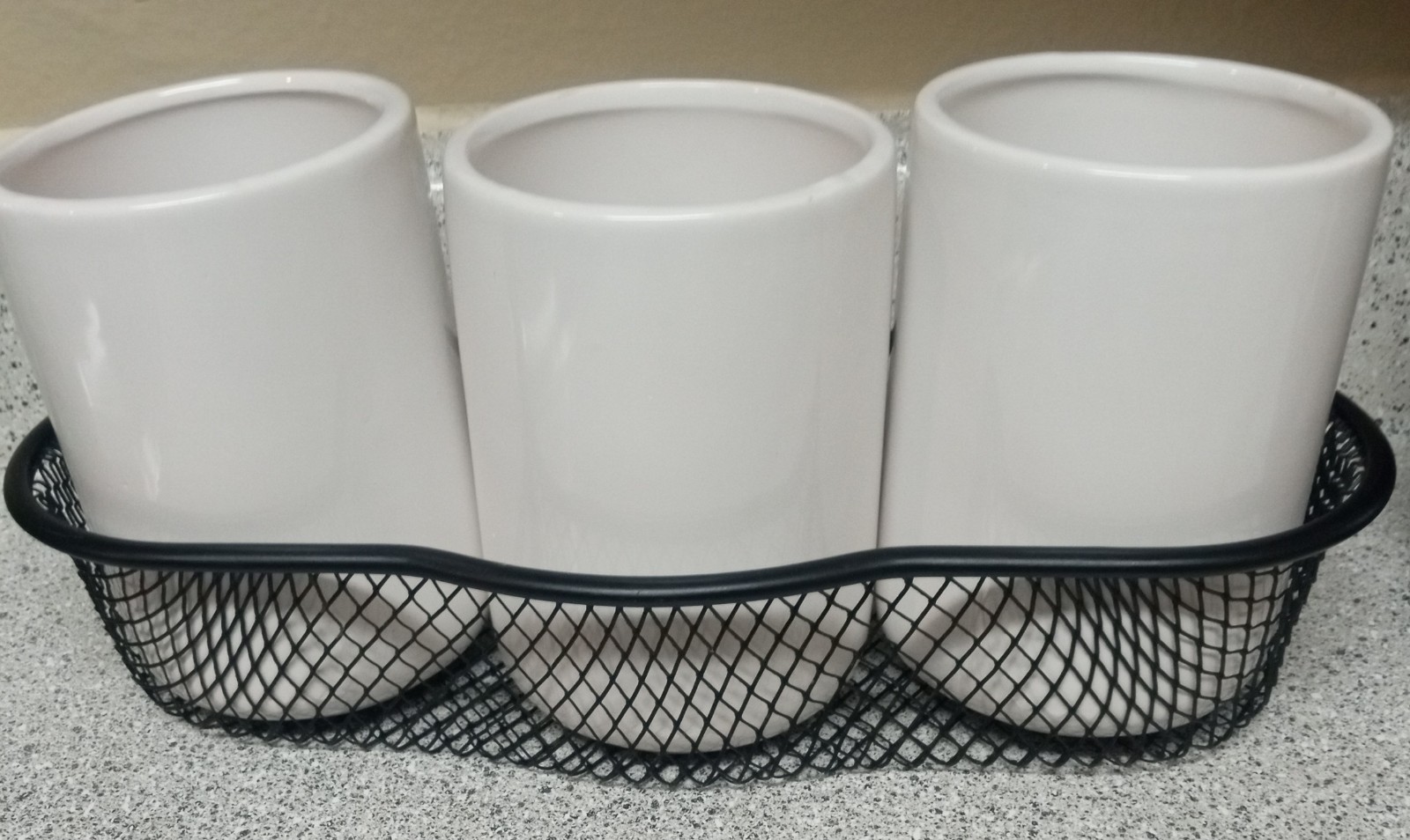 Gallery image 1 for Makeup Brush Organizer, Trio of Brush Cups w/Basket
