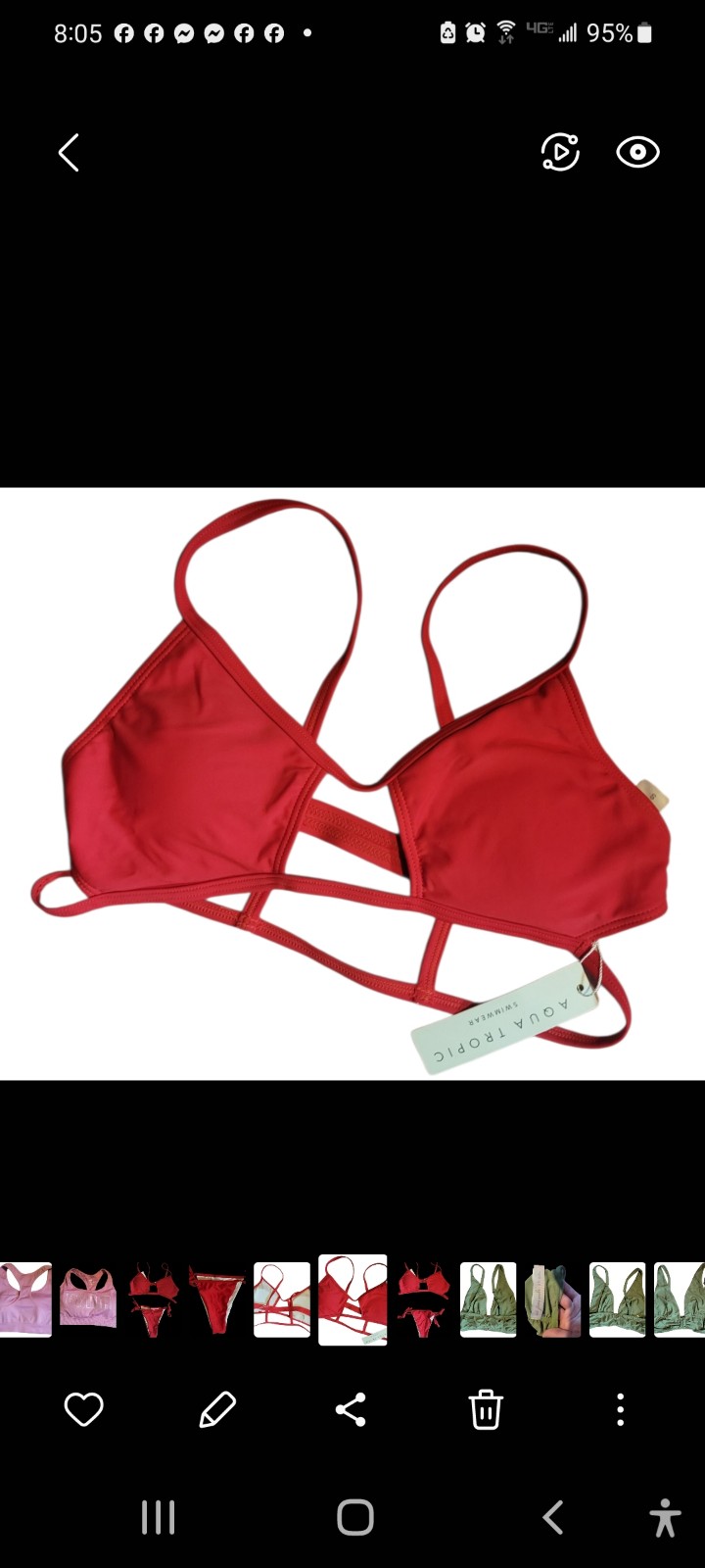 Gallery image 1 for Aqua Tropic Scoop Crop 2-Piece Swimsuit, Size Small