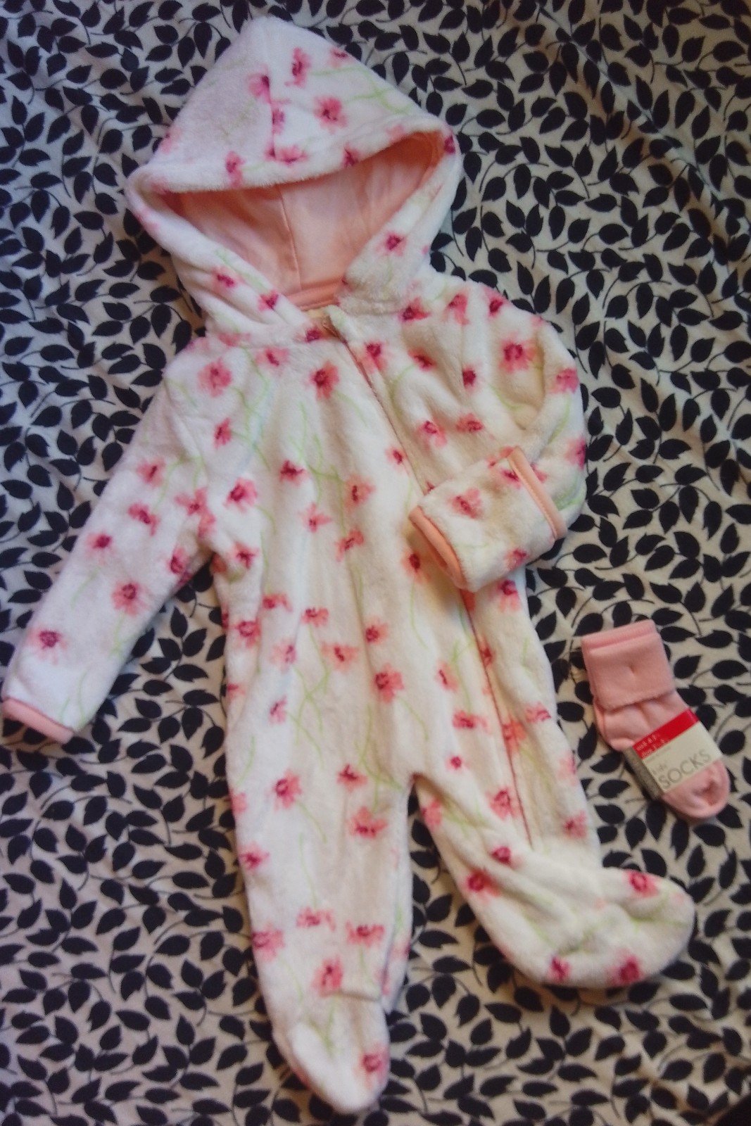 Laura Ashley Hooded Onesie & Nordstrom Socks