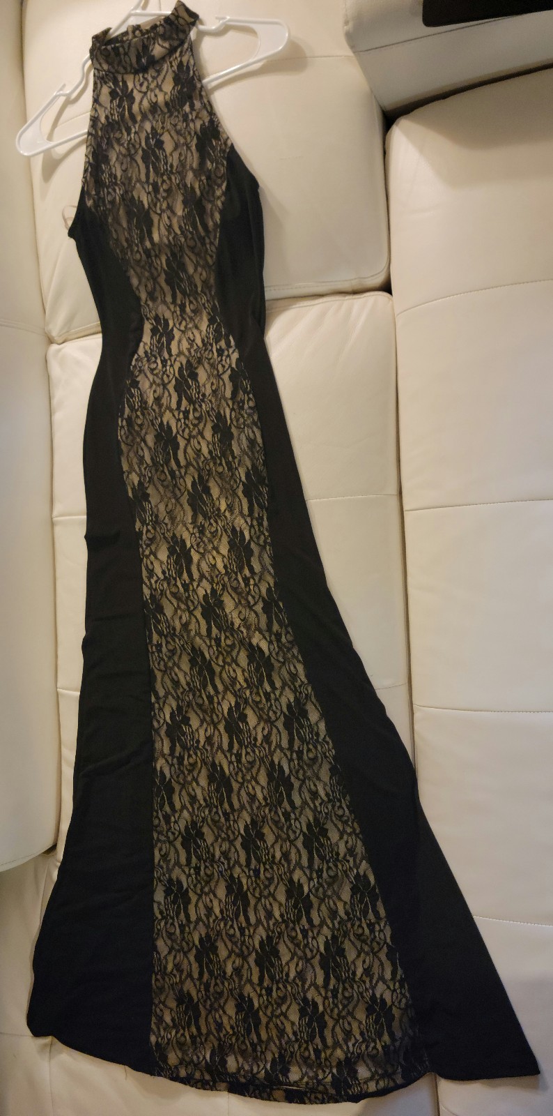 Gallery image 3 for A'GACI Sleeveless Black Dress w/Lace Panel
