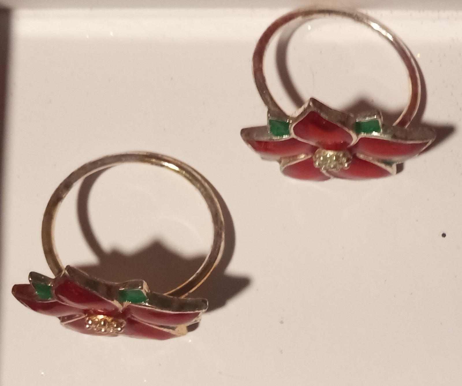 Gallery image 2 for Vintage Poinsettia Napkin Rings/Holders, Set of 2