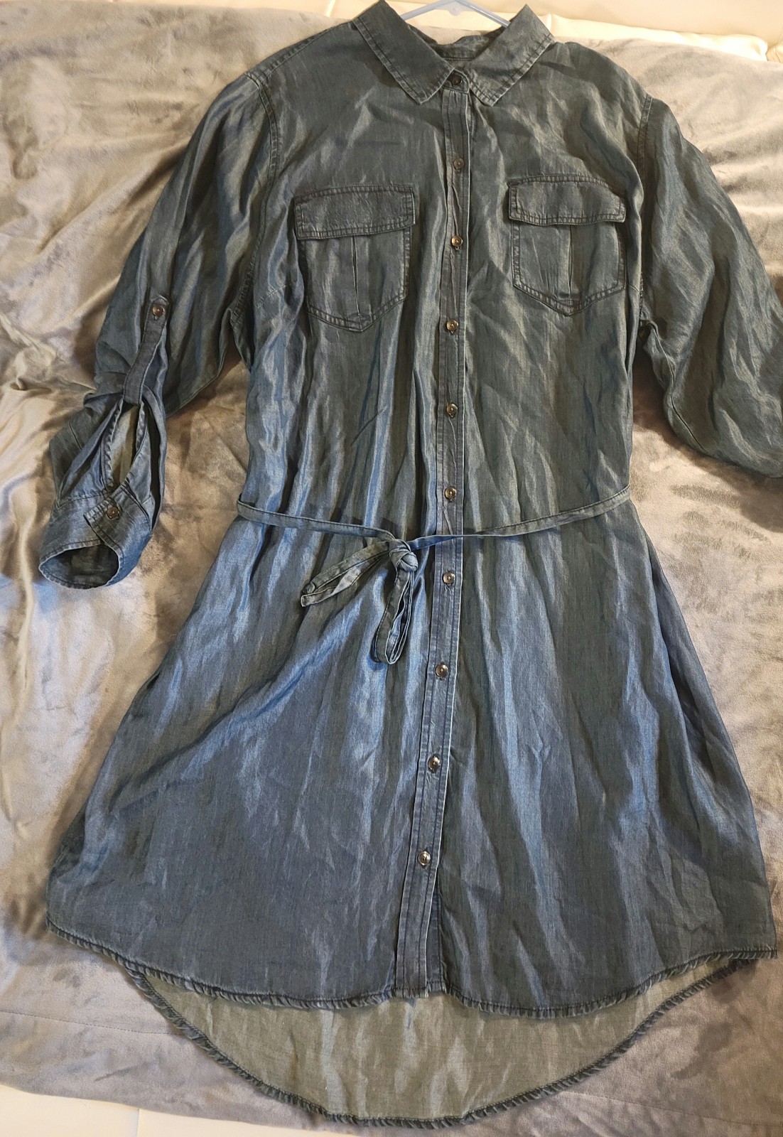 Gallery image 4 for Ava & Viv Plus Size Chambray Shirtdress