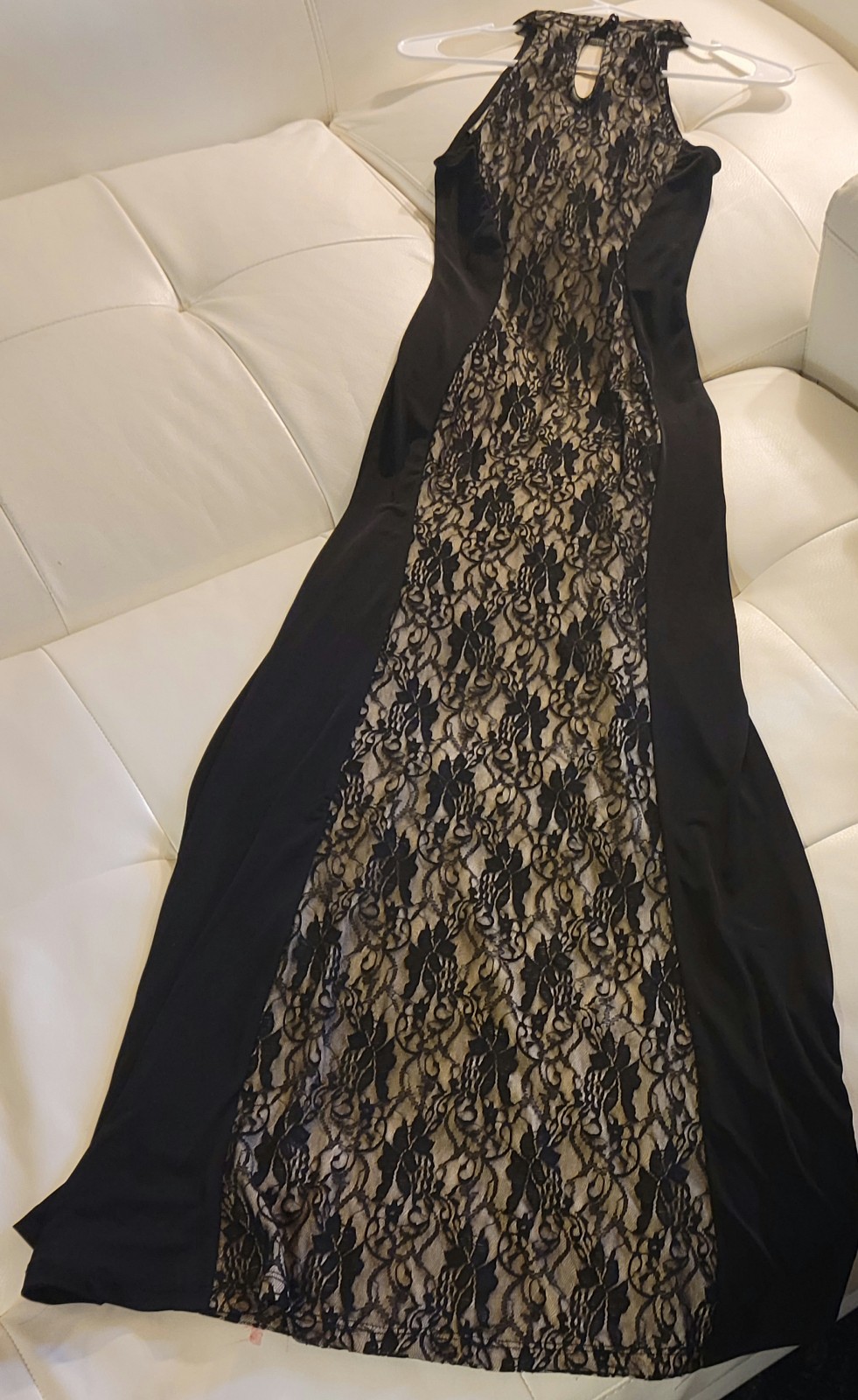 Gallery image 2 for A'GACI Sleeveless Black Dress w/Lace Panel