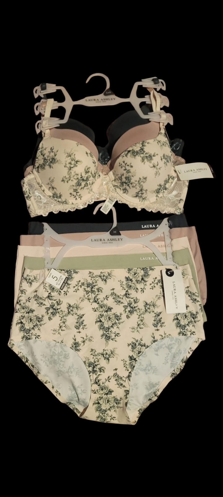 Laura Ashley Bra & Panty Sets, 34B & Medium