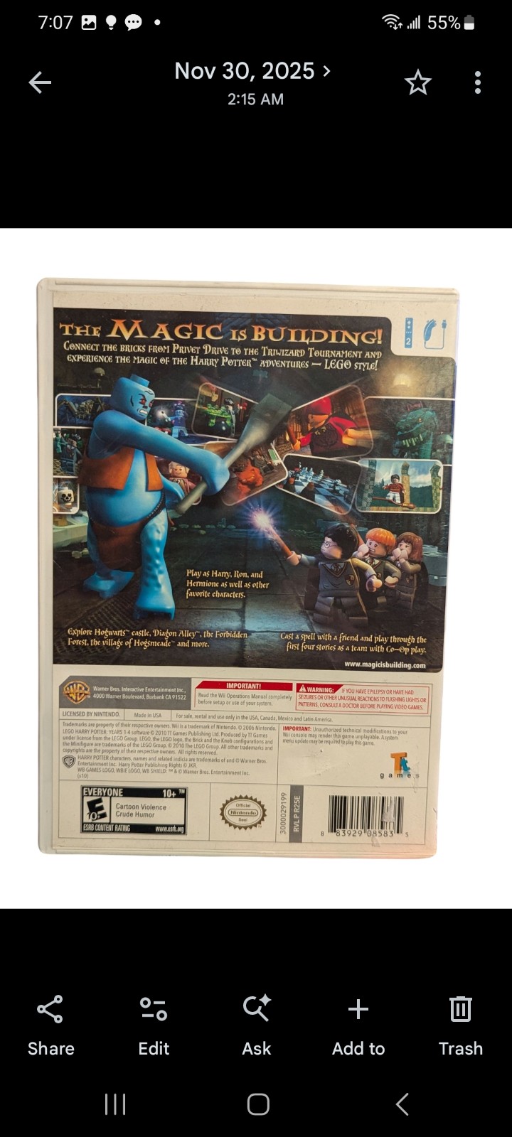 Gallery image 1 for Nintendo Wii LEGO Harry Potter Video Game