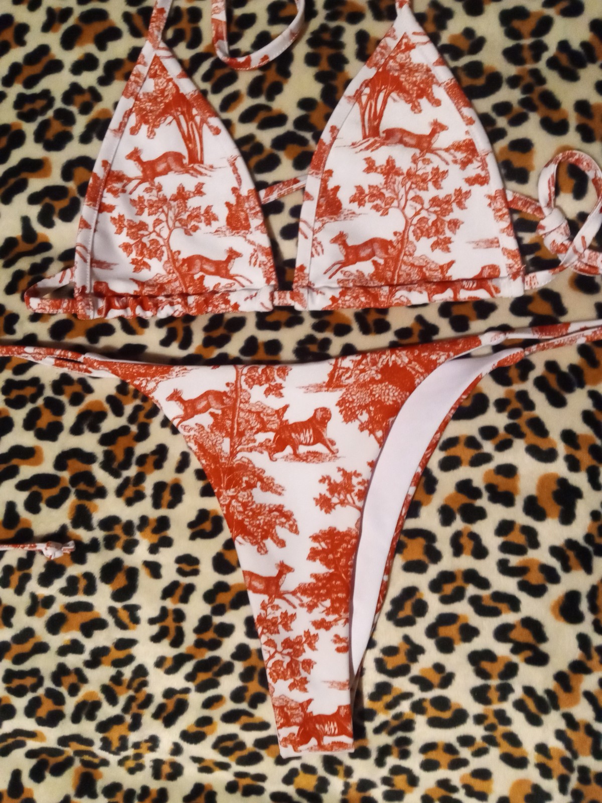 Wildlife Print String Bikini , XSmall/Small