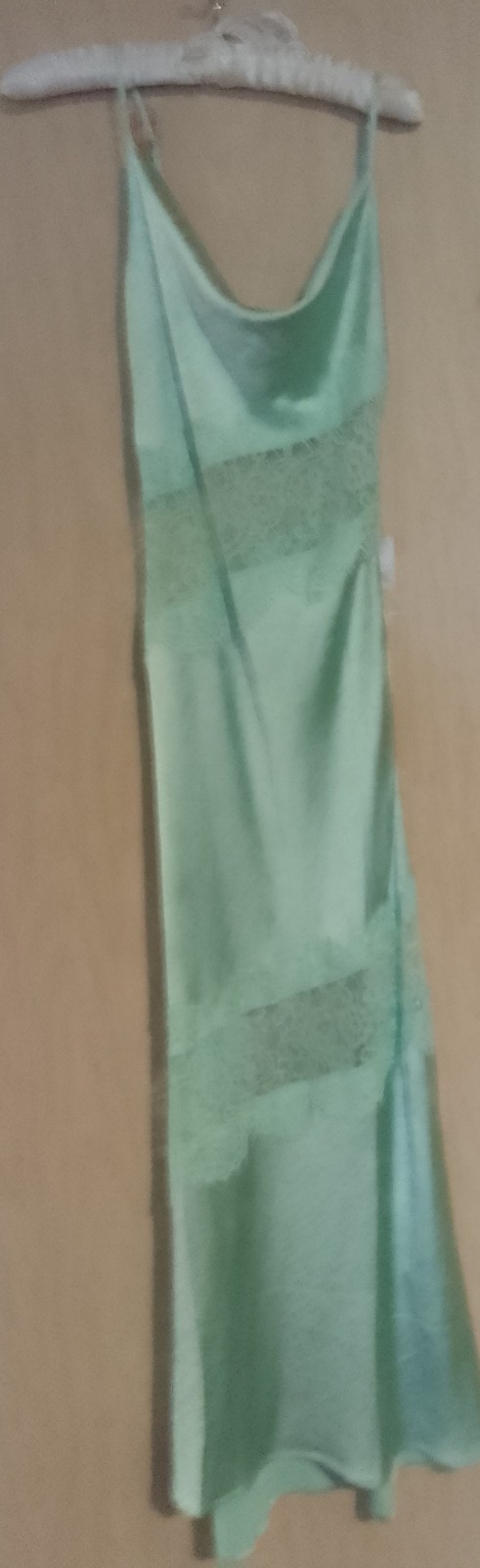 Gallery image 2 for Forever 21 Lace Trim Satin Cowl Maxi Dress, Small