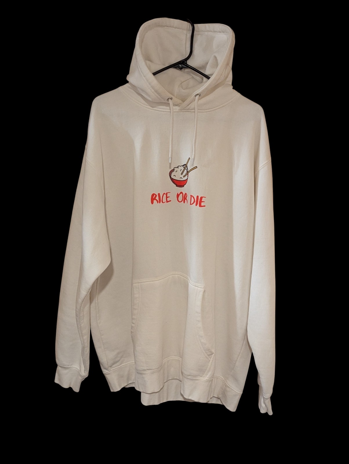 Rice or Die Hooded Pullover Sweatshirt in Men's 2XL