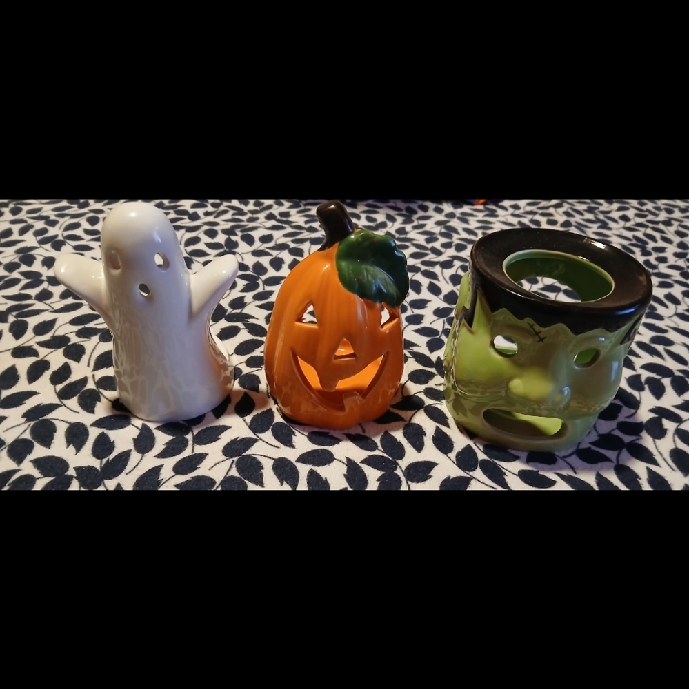 Halloween Decor 3-Piece Ceramic Candle Holders