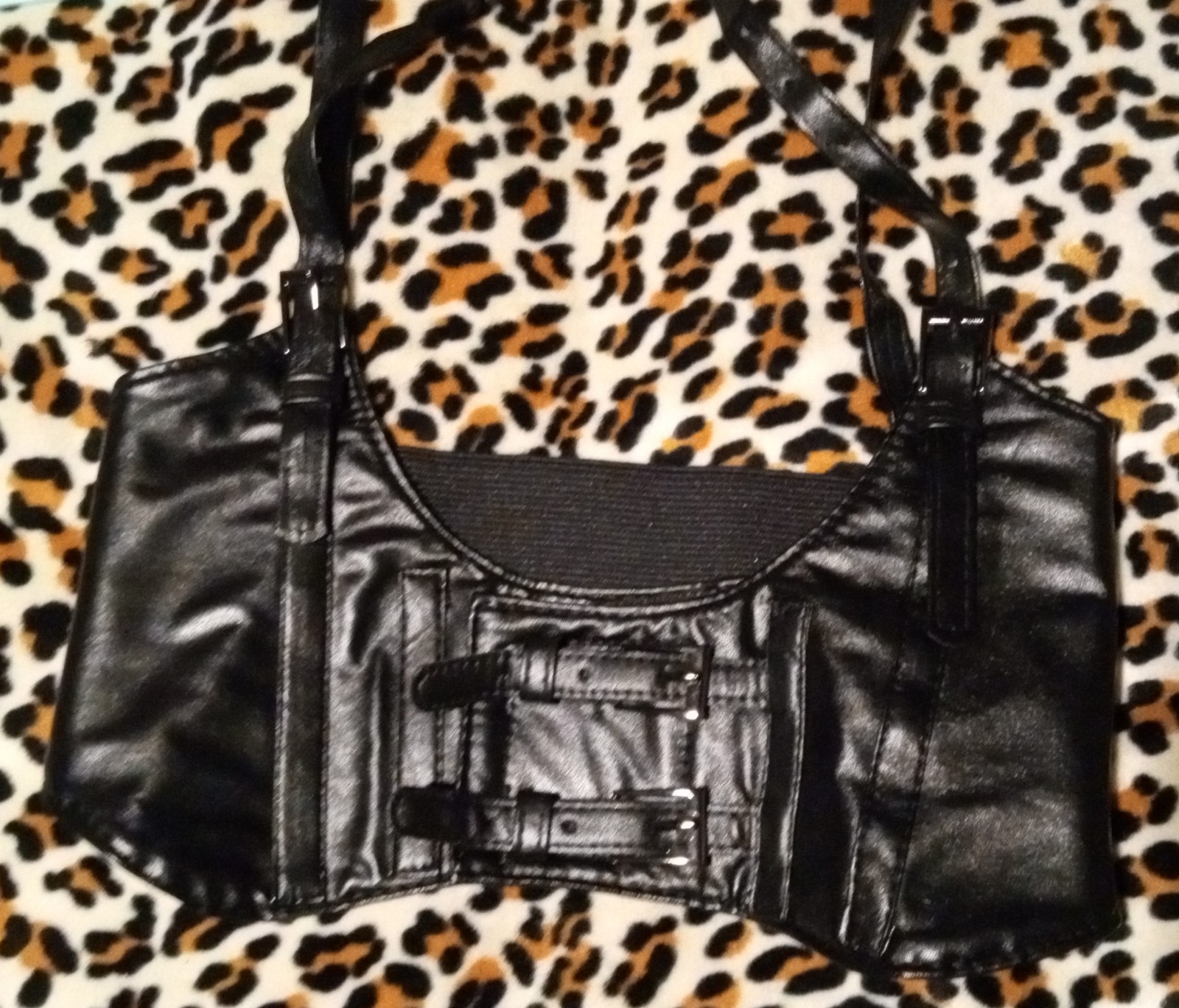 Faux Leather Bralette, Extra Small