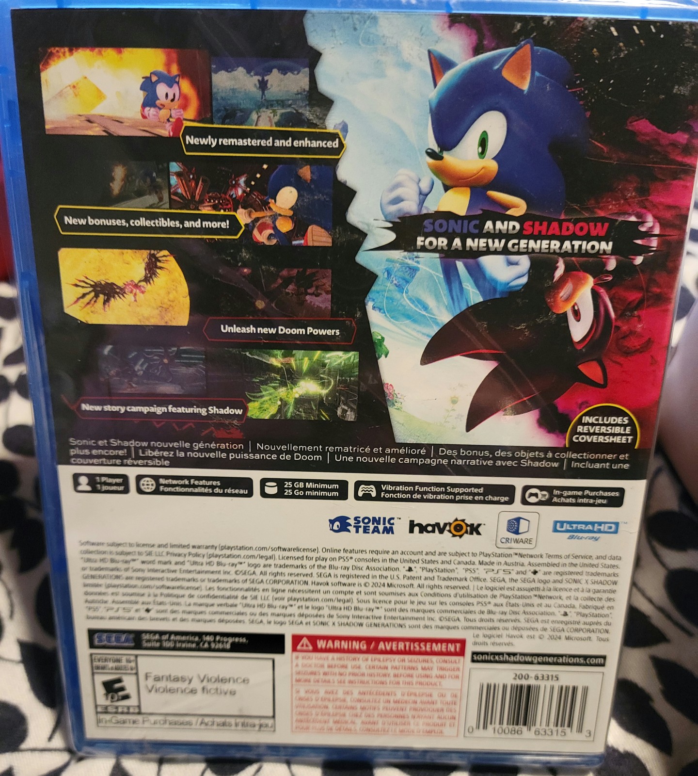 Gallery image 1 for PS5 Sonic x Shadow Generations Day 1 Edition Video Game