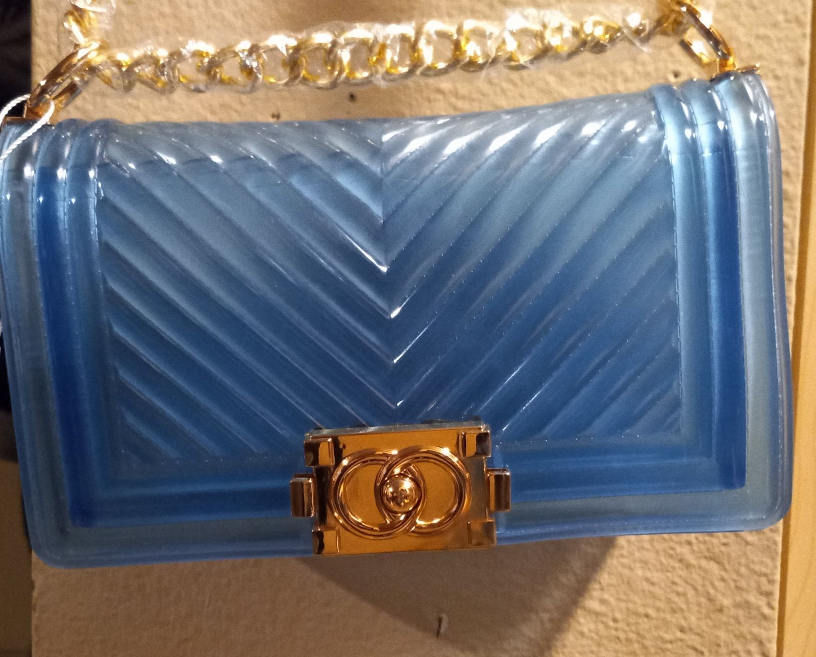 Gallery image 1 for Blue plastic crossbody purse