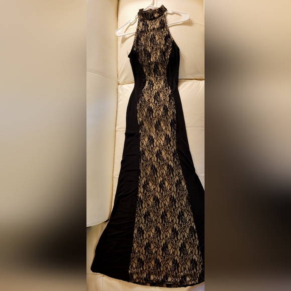 A'GACI Black Dress w/Lace Panel