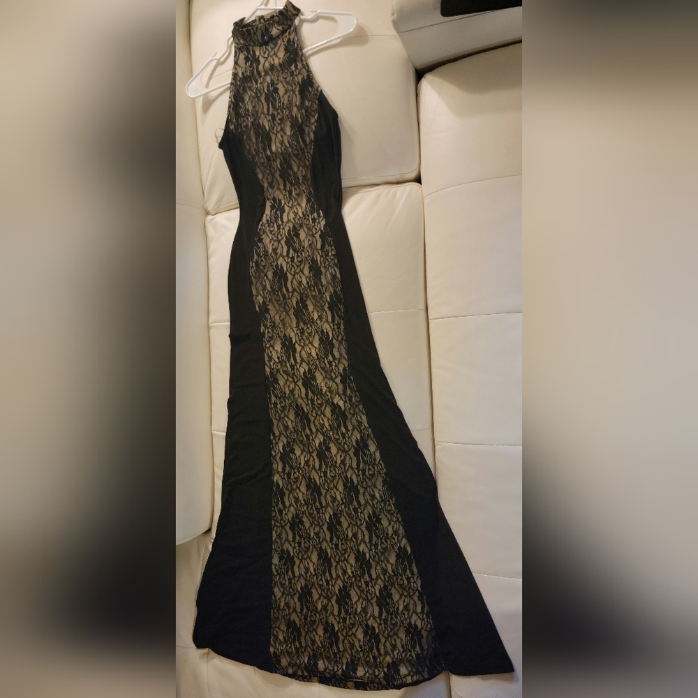 Gallery image 3 for A'GACI Black Dress w/Lace Panel