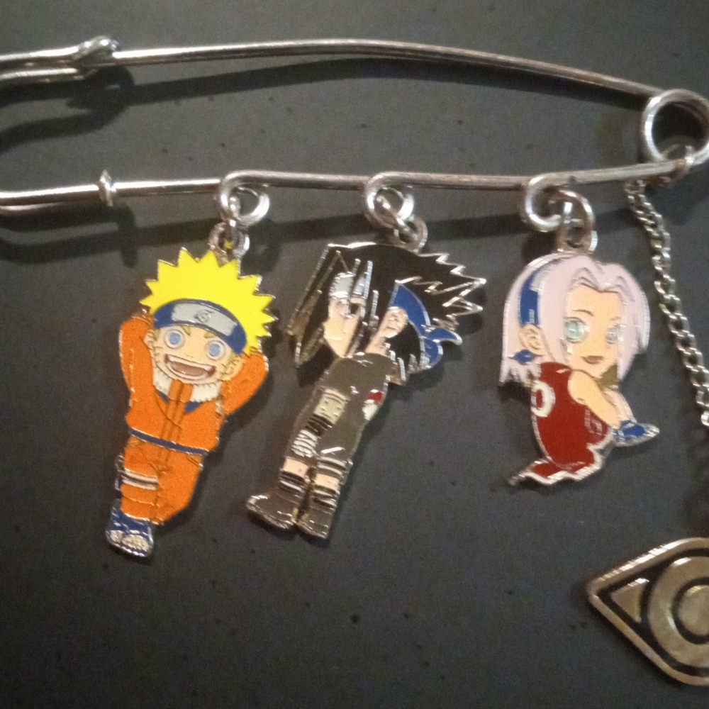 Naruto Safety Pin with Charms