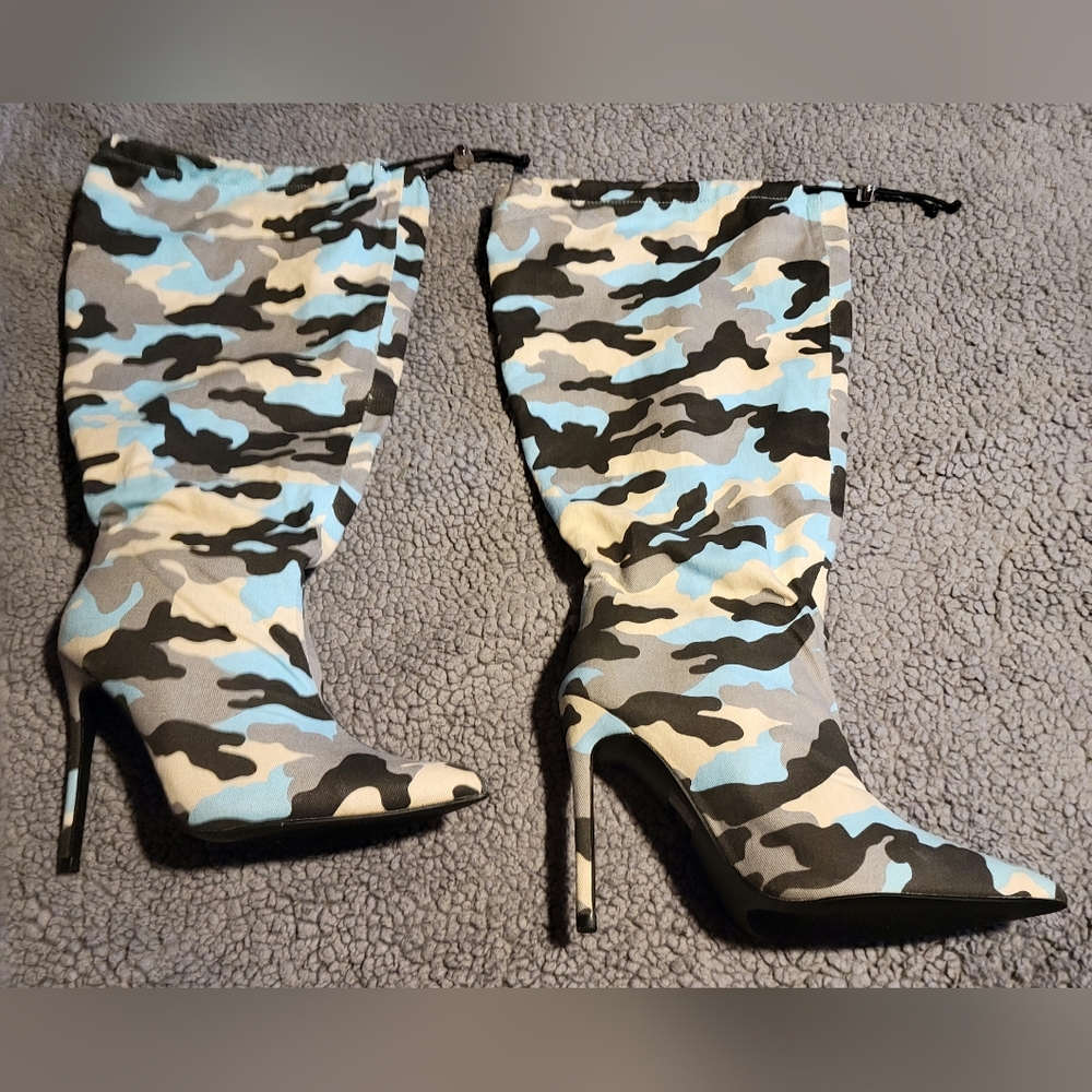 Gallery image 1 for Camouflage Stiletto Boots