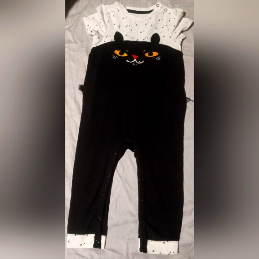 Cat & Jack Black Cat Full Length Onesie, 18 Mos