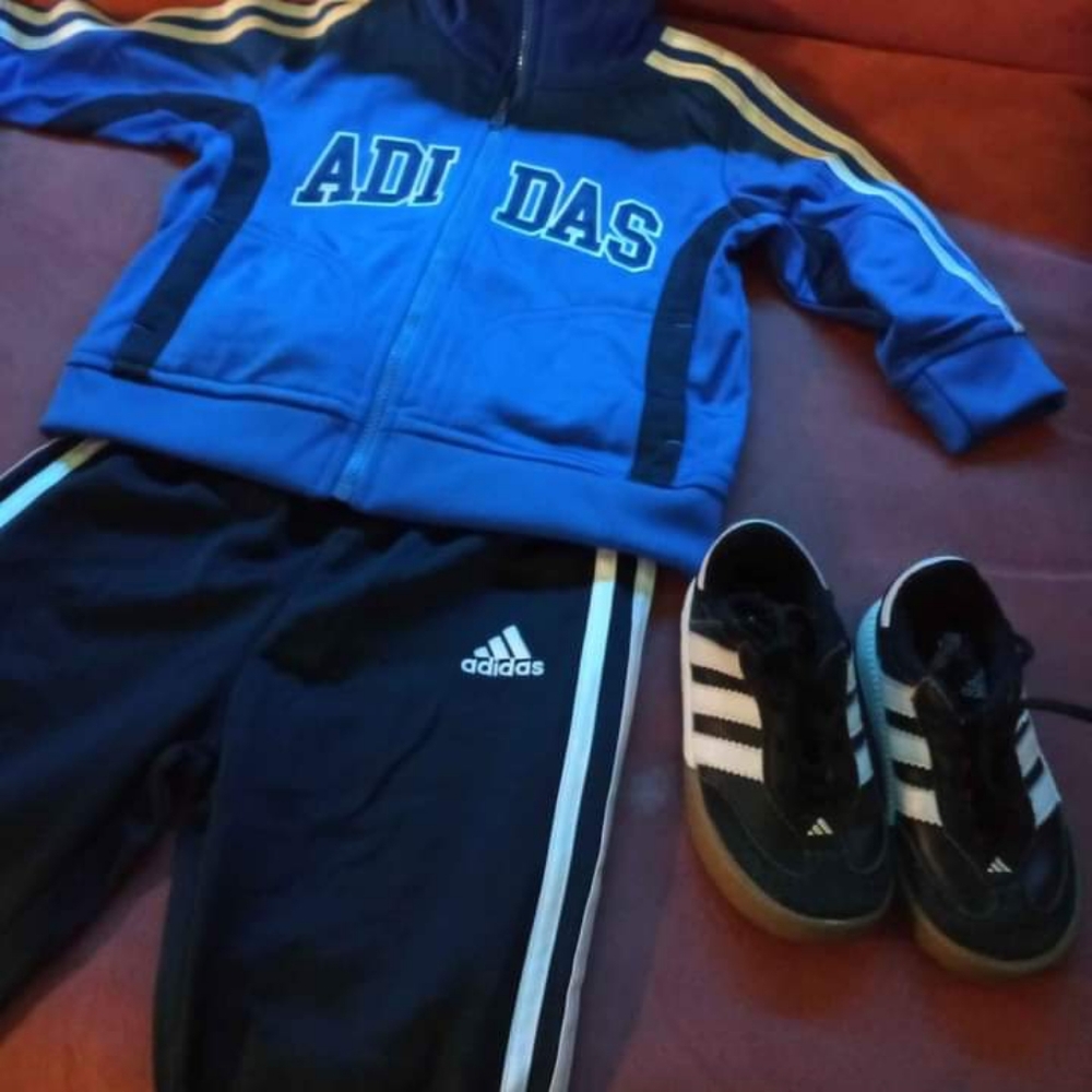 Adidas warm-up suit, 12 mos.