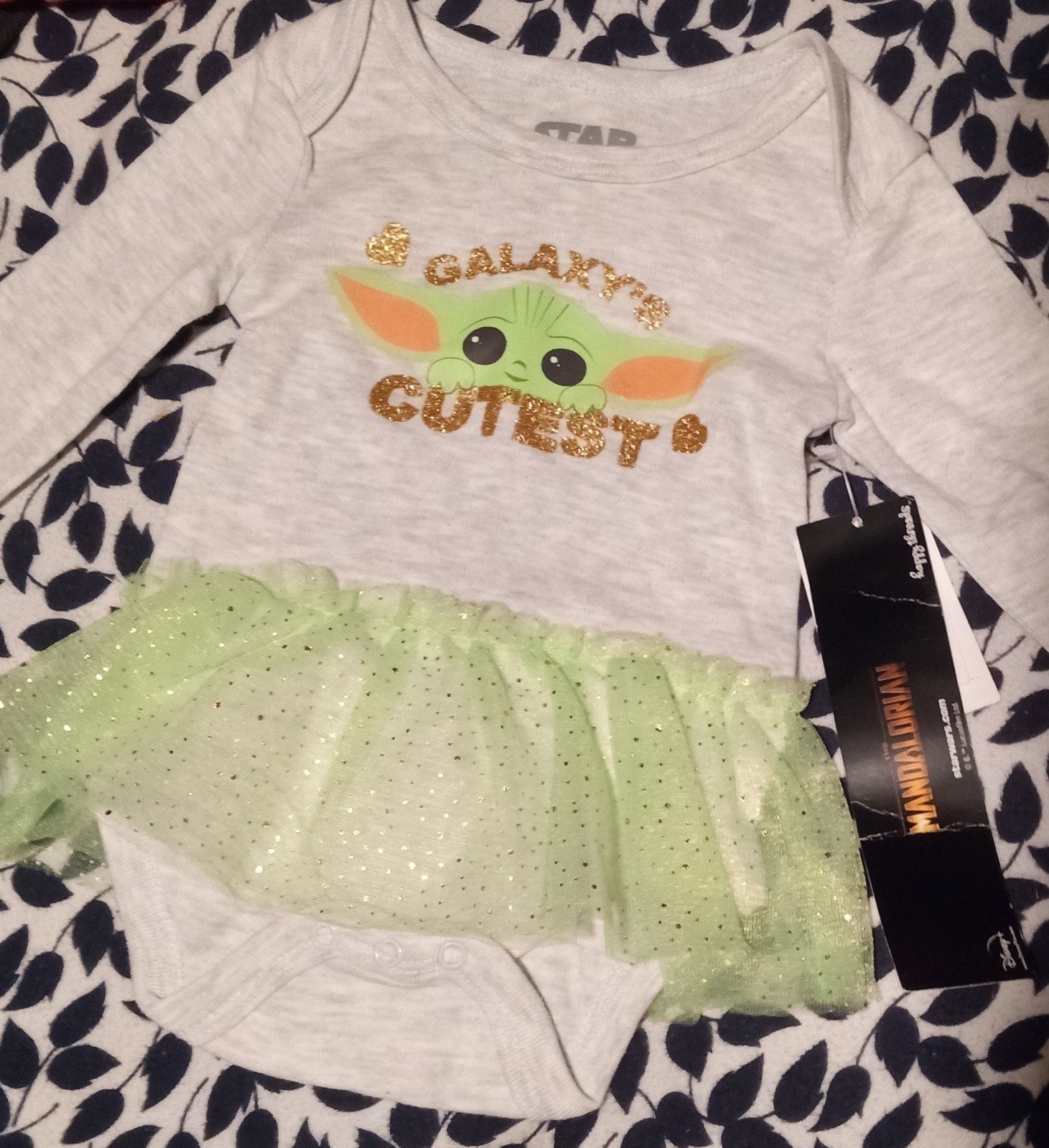 Happy Threads Baby Yoda Onesie w/Tulle Skirt