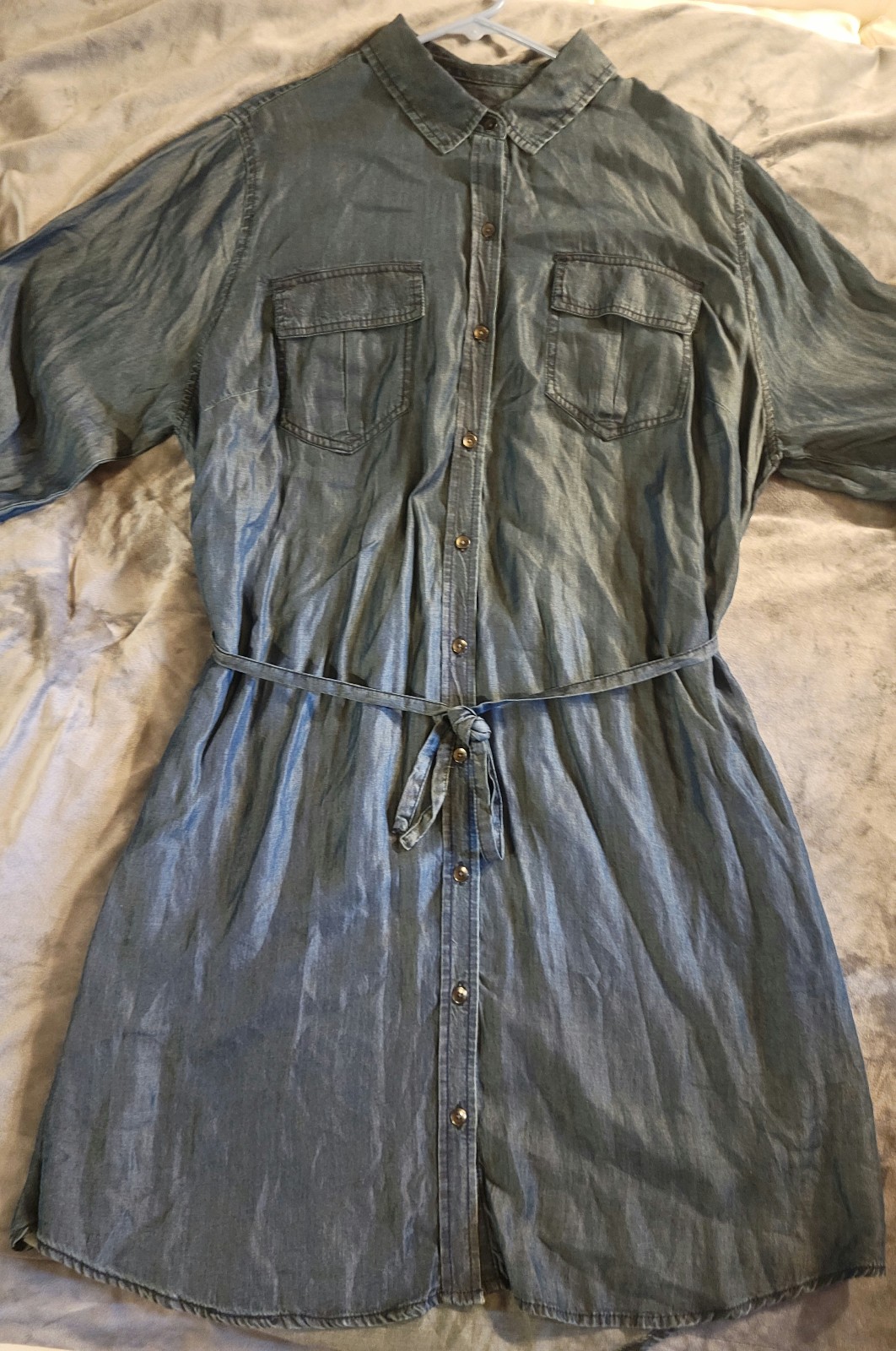Gallery image 2 for Ava & Viv Plus Size Chambray Shirtdress