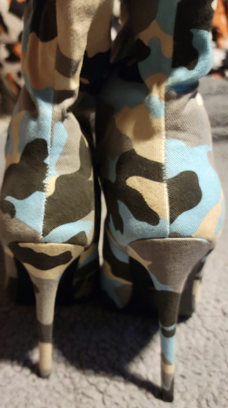 Gallery image 4 for FashionNova Boot Camp Knee High Camo Boots w/Drawstring