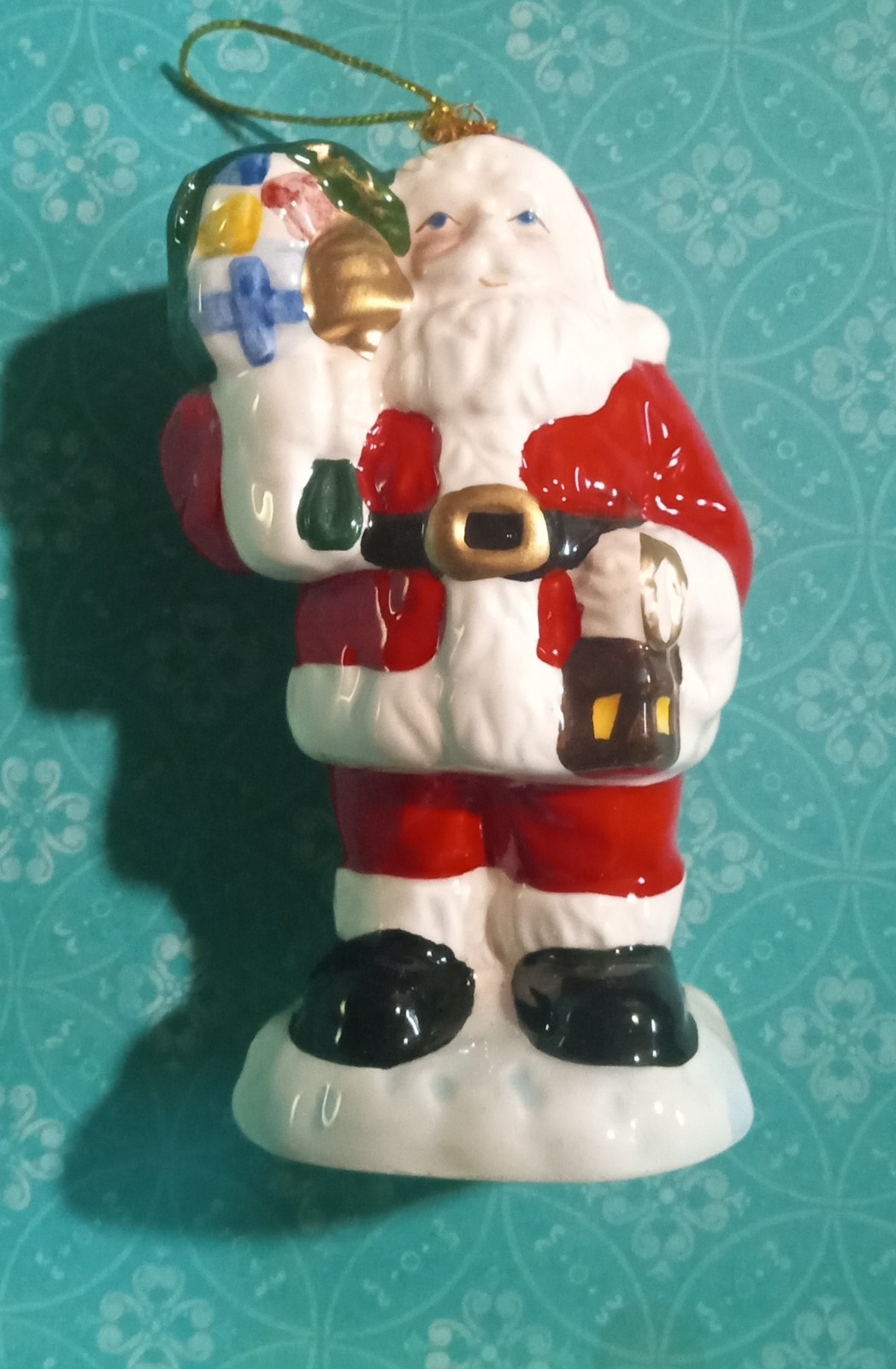 Gallery image 2 for Porcelain Santa Claus Holiday Ornament