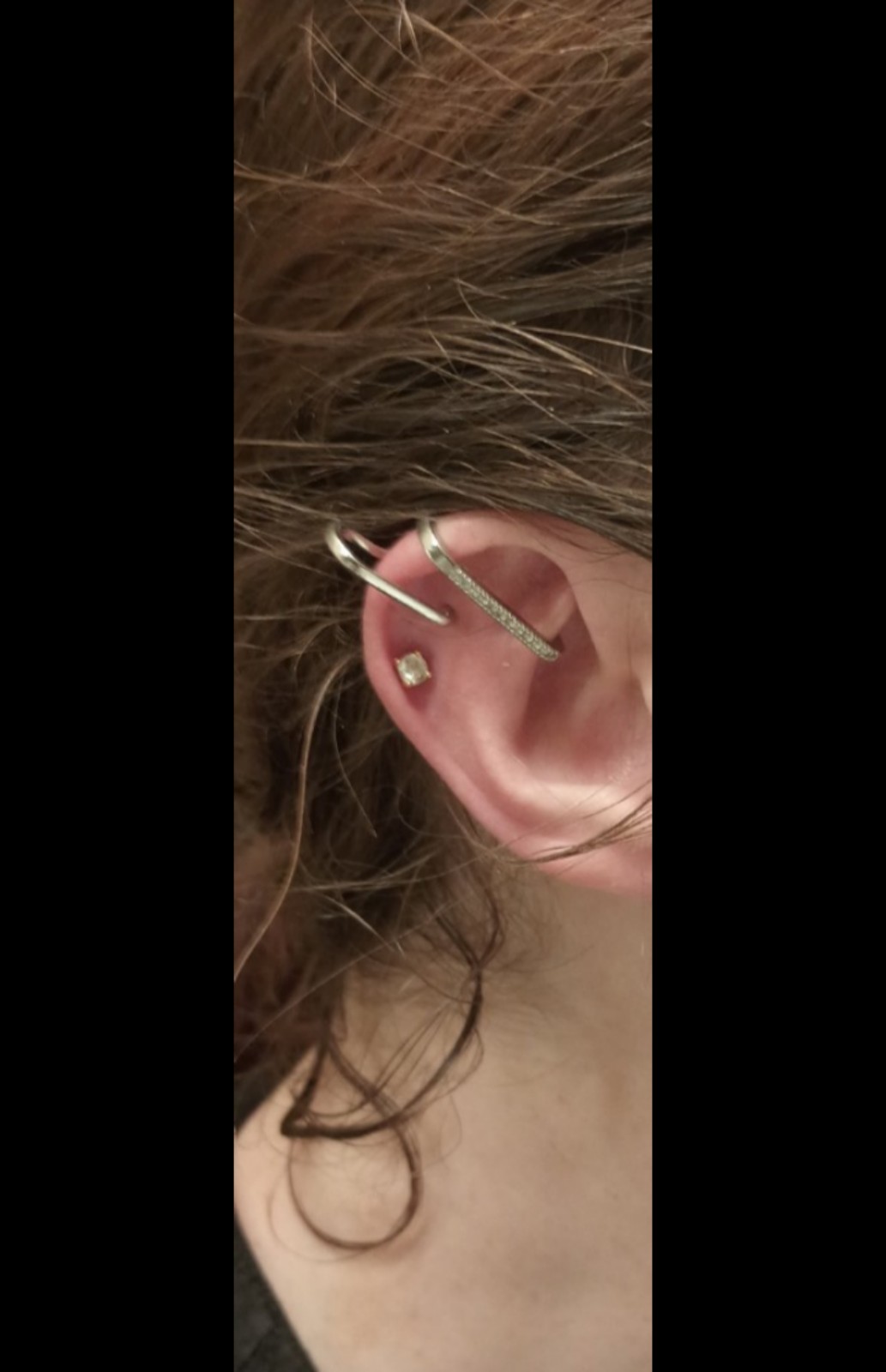 Gallery image 5 for 925 Pierced Earring Cuff w/Cubic Zirconia