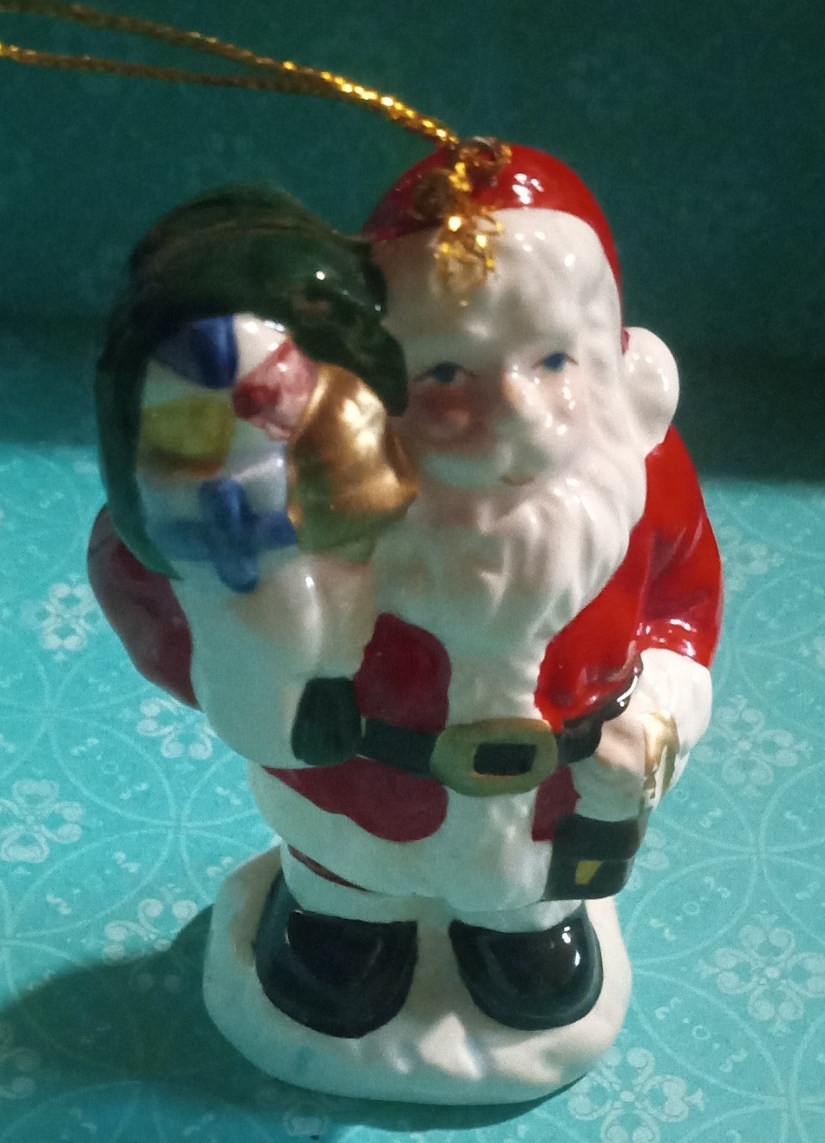 Gallery image 3 for Porcelain Santa Claus Holiday Ornament