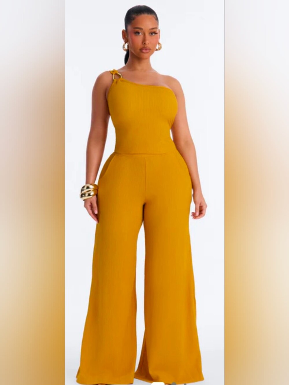Gallery image 2 for Fashion Nova Tall Gloria Textured One Shoulder Pant Set