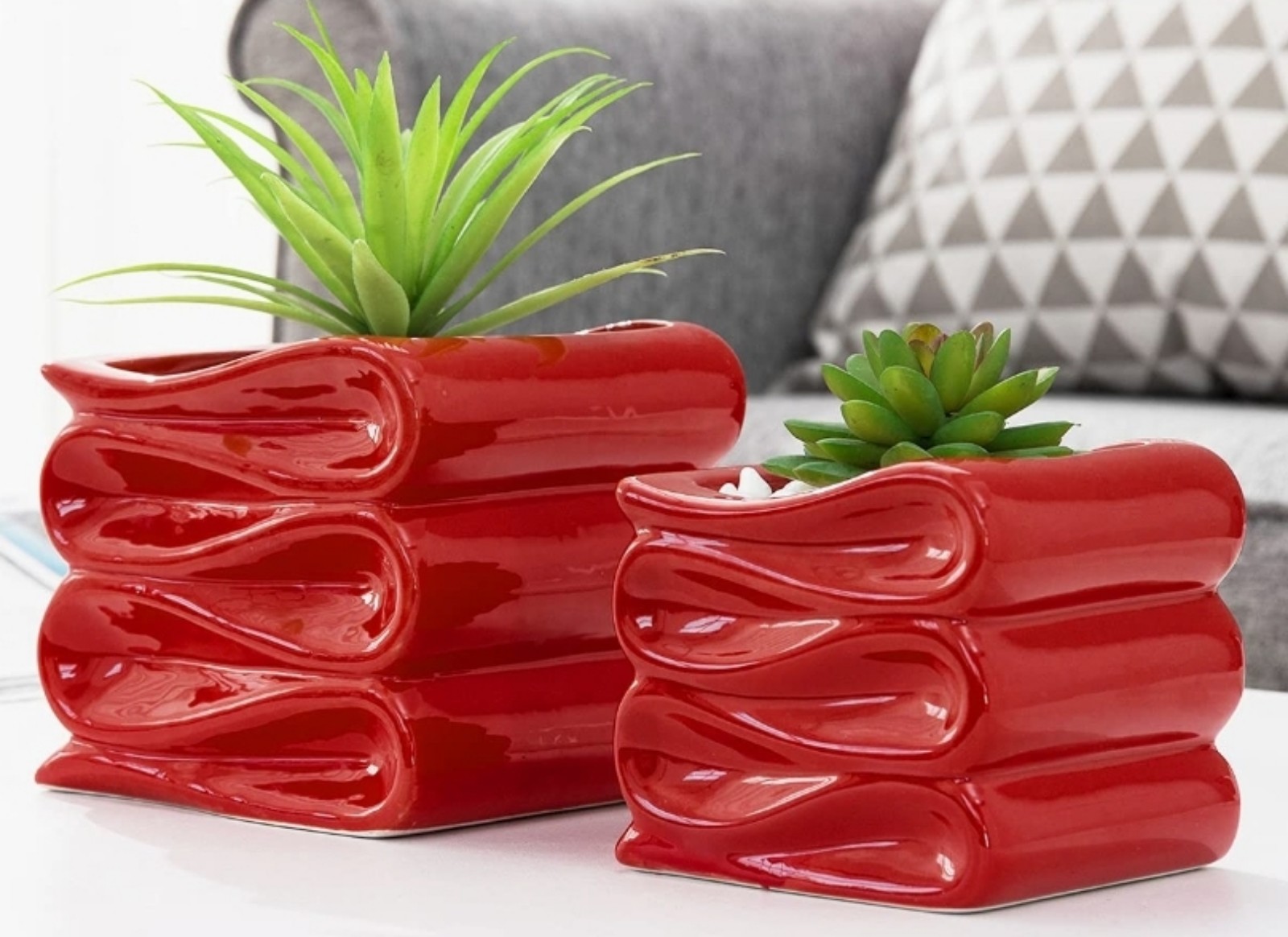 Gallery image 2 for My Gift Set of Two 5" Ceramic Indoor Plant Pots