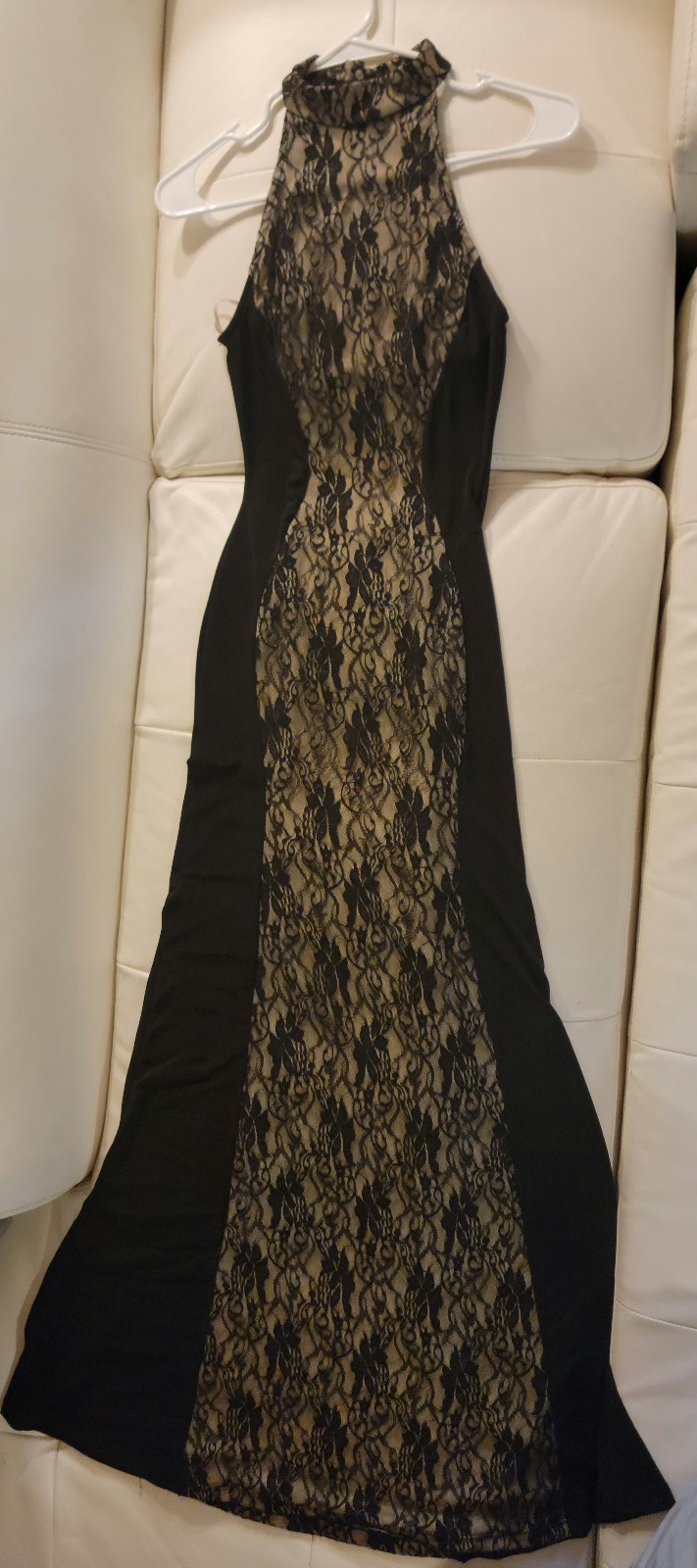 Gallery image 4 for A'GACI Sleeveless Black Dress w/Lace Panel
