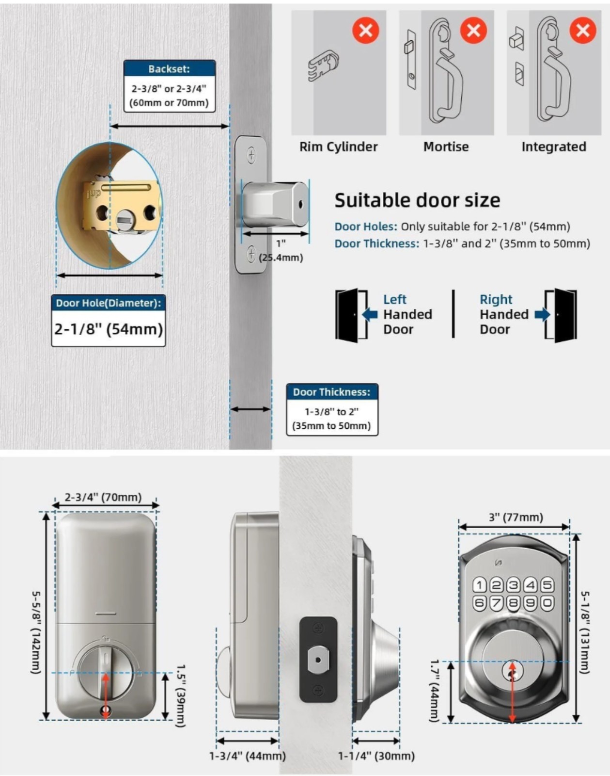 Gallery image 2 for Teeho Keypad Digital Deadbolt