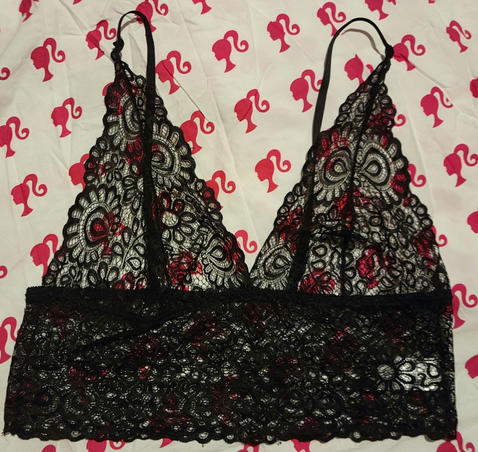 Black Lace Bralette, XL