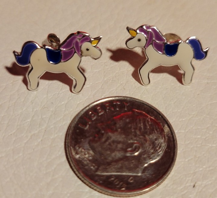Gallery image 1 for Unicorn Pierced Earrings 925 Silver