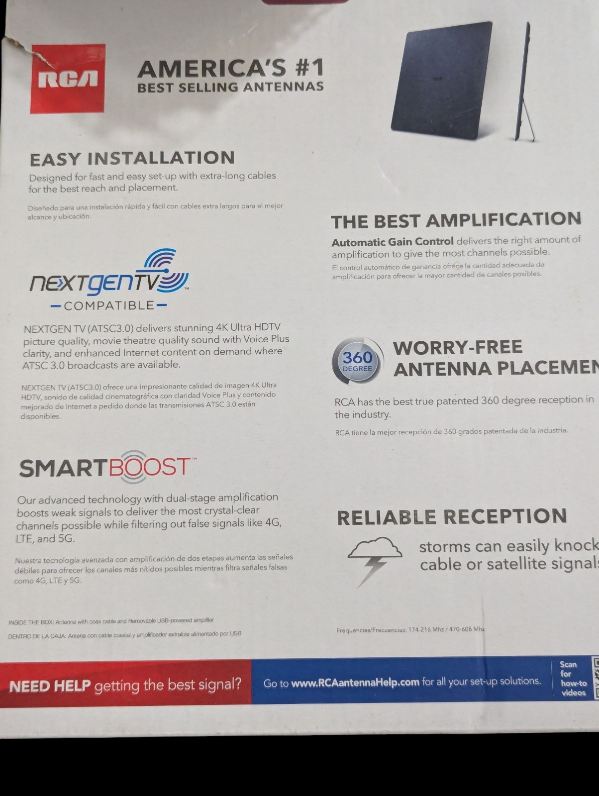 Gallery image 1 for RCA Amplified SmartBoost HDTV Indoor Antenna