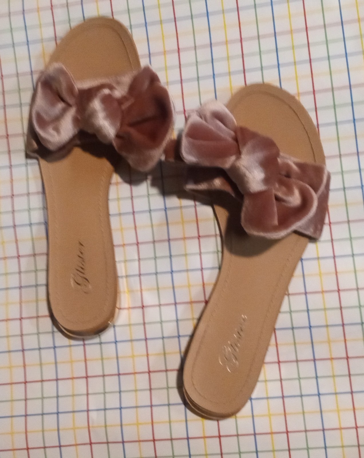 Gallery image 1 for Glister Velvet Slide Sandals, 8