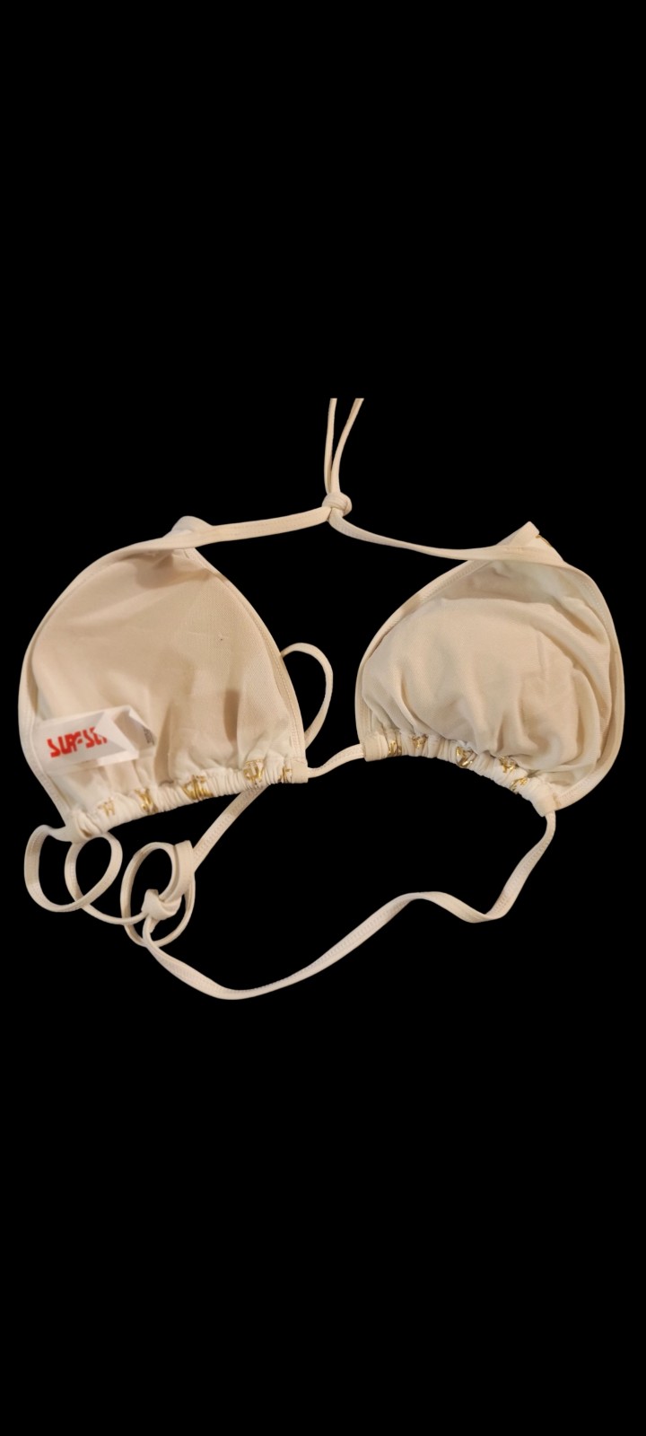 Gallery image 3 for Surf Style White Bikini w/Gold Lamé Dollar Signs, XL