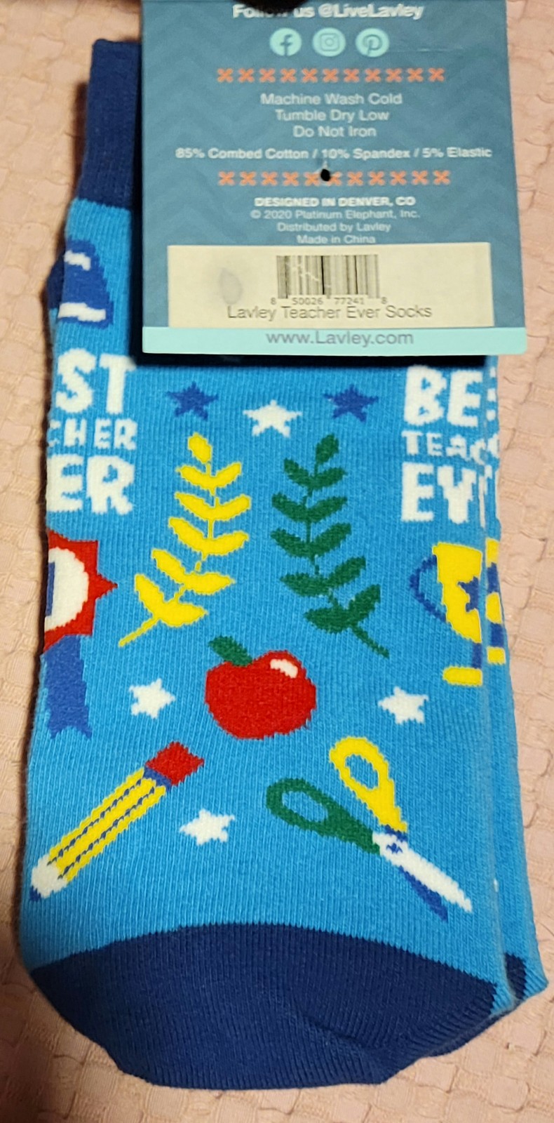 Gallery image 1 for Lavley "Best Teacher Ever" Socks, One Size